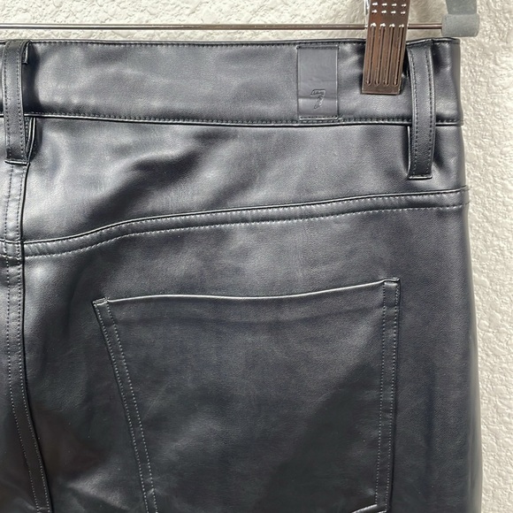 New 7 For All Mankind Faux Leather High Waist Slim Kick Pants Black Sz 31 - Picture 7 of 16